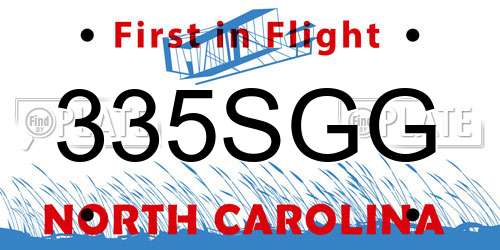 335SGG North Carolina License Plate