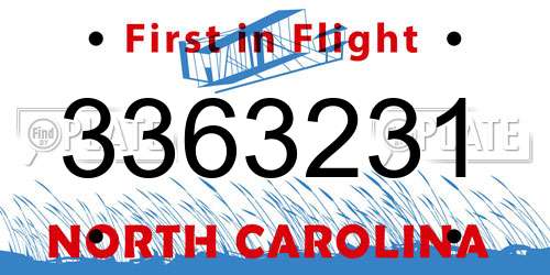 3363231 North Carolina License Plate
