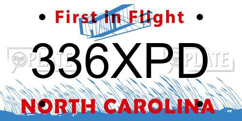 336XPD North Carolina License Plate