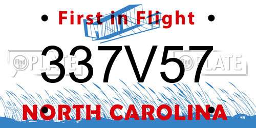 337V57 North Carolina License Plate