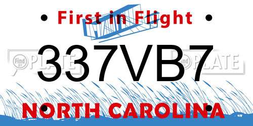 337VB7 North Carolina License Plate