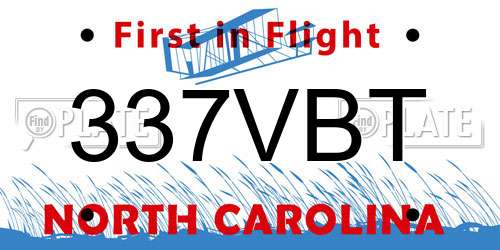 337VBT North Carolina License Plate