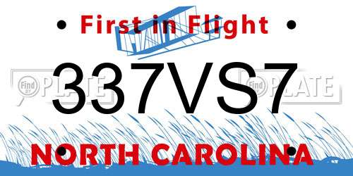 337VS7 North Carolina License Plate