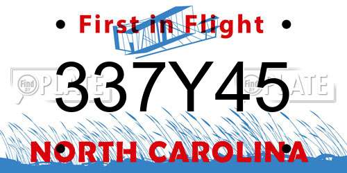 337Y45 North Carolina License Plate