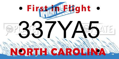 337YA5 North Carolina License Plate