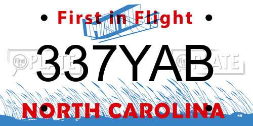 337YAB North Carolina License Plate