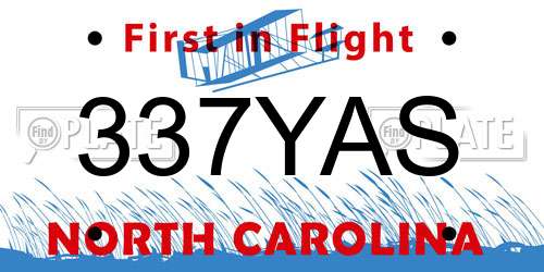 337YAS North Carolina License Plate