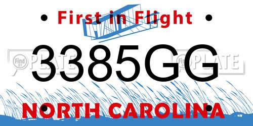 3385GG North Carolina License Plate