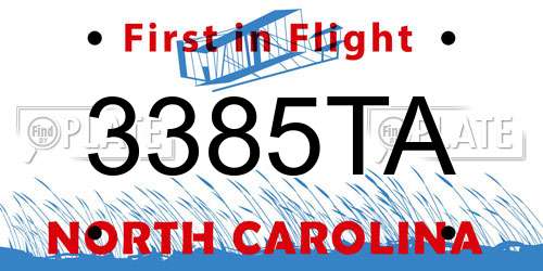 3385TA North Carolina License Plate