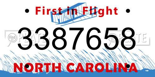 3387658 North Carolina License Plate
