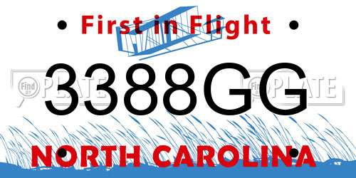 3388GG North Carolina License Plate