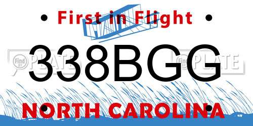 338BGG North Carolina License Plate