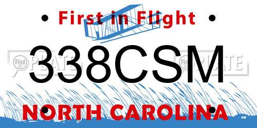 338CSM North Carolina License Plate