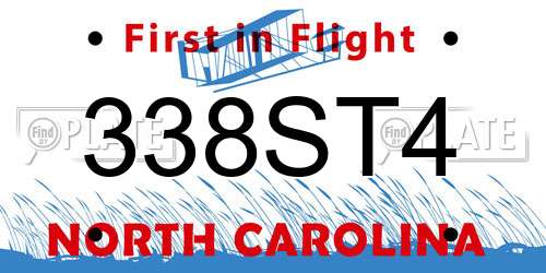 338ST4 North Carolina License Plate