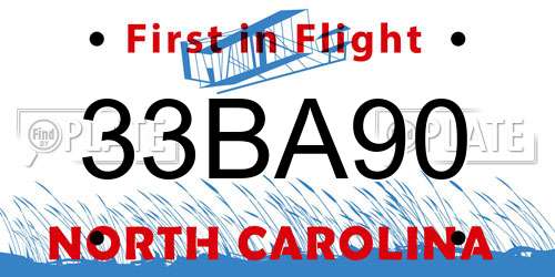 33BA90 North Carolina License Plate