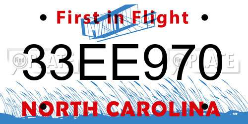 33EE970 North Carolina License Plate