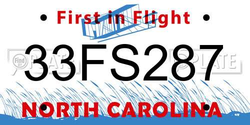 33FS287 North Carolina License Plate