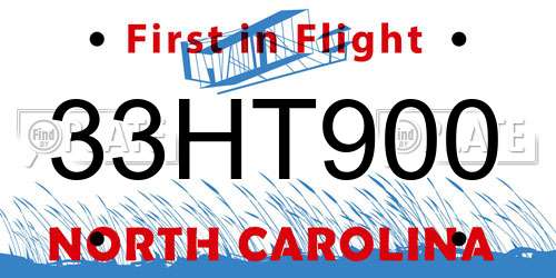 33HT900 North Carolina License Plate