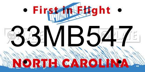 33MB547 North Carolina License Plate