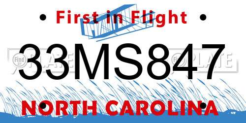 33MS847 North Carolina License Plate