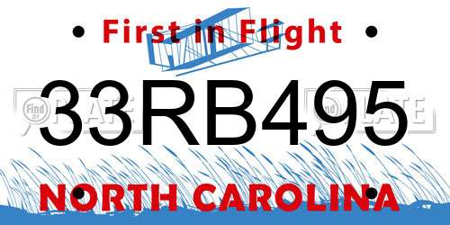 33RB495 North Carolina License Plate
