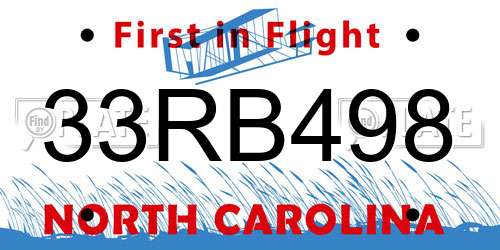 33RB498 North Carolina License Plate