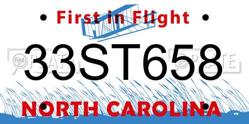 33ST658 North Carolina License Plate