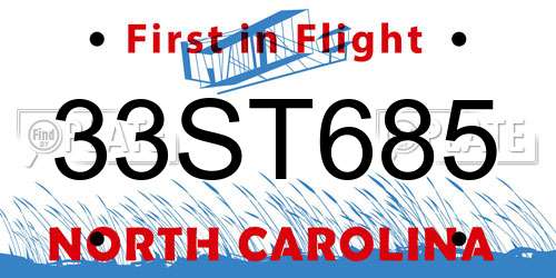 33ST685 North Carolina License Plate
