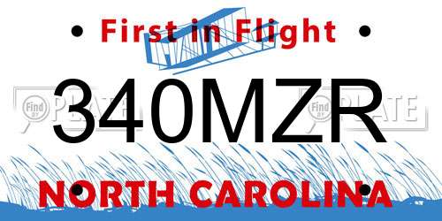 340MZR North Carolina License Plate