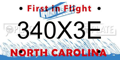 340X3E North Carolina License Plate