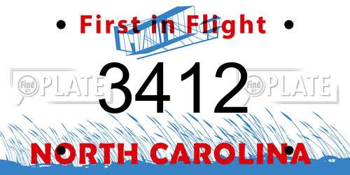 3412 North Carolina License Plate