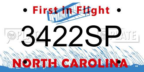 3422SP North Carolina License Plate
