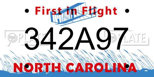 342A97 North Carolina License Plate