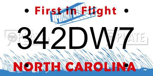 342DW7 North Carolina License Plate