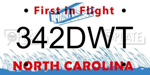 342DWT North Carolina License Plate