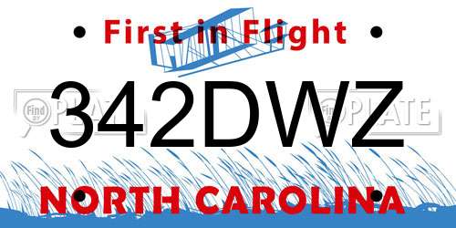 342DWZ North Carolina License Plate