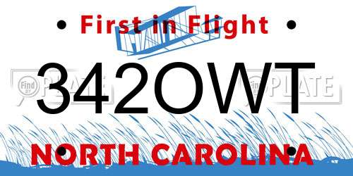342OWT North Carolina License Plate