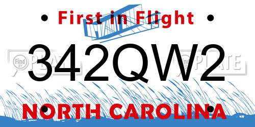 342QW2 North Carolina License Plate