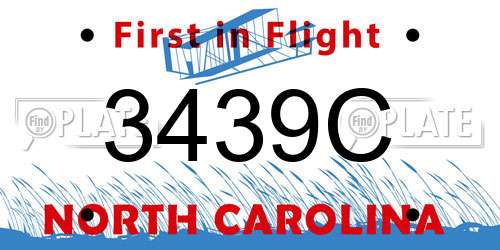 3439C North Carolina License Plate