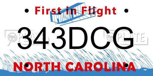 343DCG North Carolina License Plate