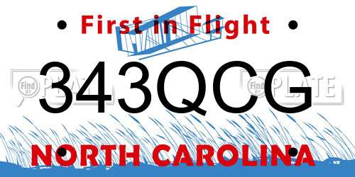 343QCG North Carolina License Plate