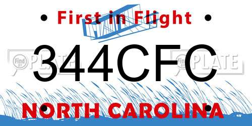 344CFC North Carolina License Plate
