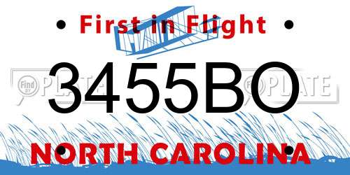 3455BO North Carolina License Plate