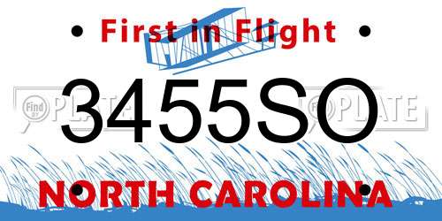 3455SO North Carolina License Plate