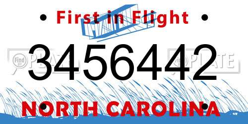 3456442 North Carolina License Plate