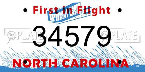 34579 North Carolina License Plate
