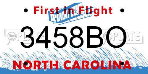 3458BO North Carolina License Plate