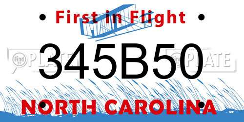 345B50 North Carolina License Plate