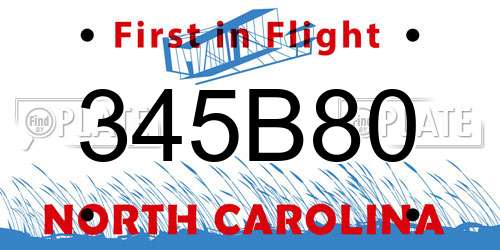 345B80 North Carolina License Plate