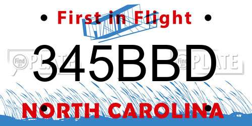 345BBD North Carolina License Plate